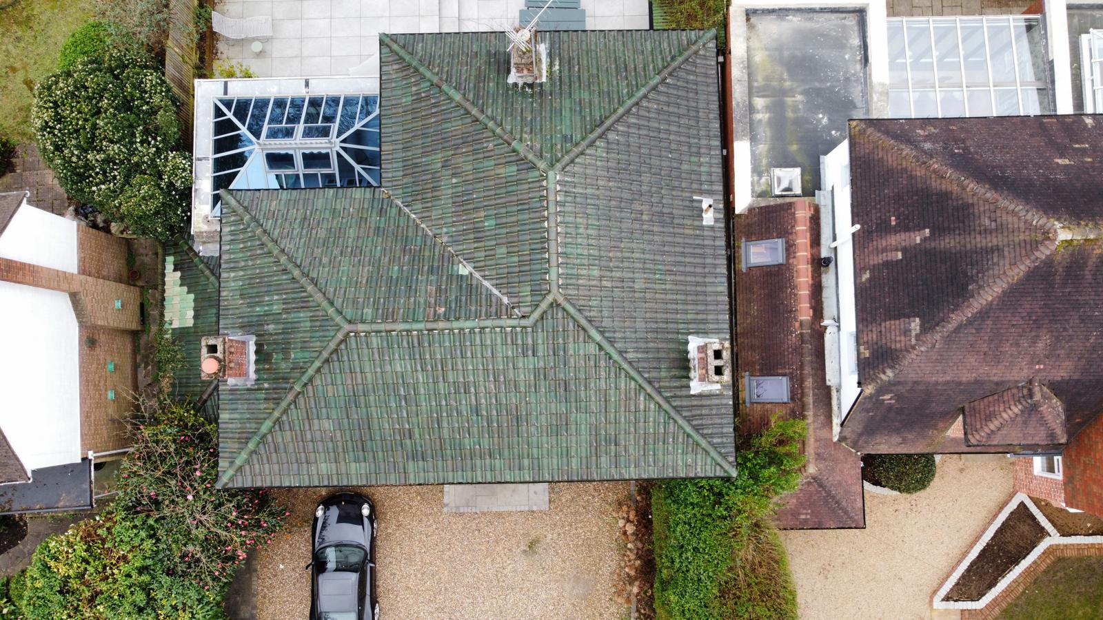 in Kent Maidstone drone view of roof done by Lux & Bucks Roofing Services