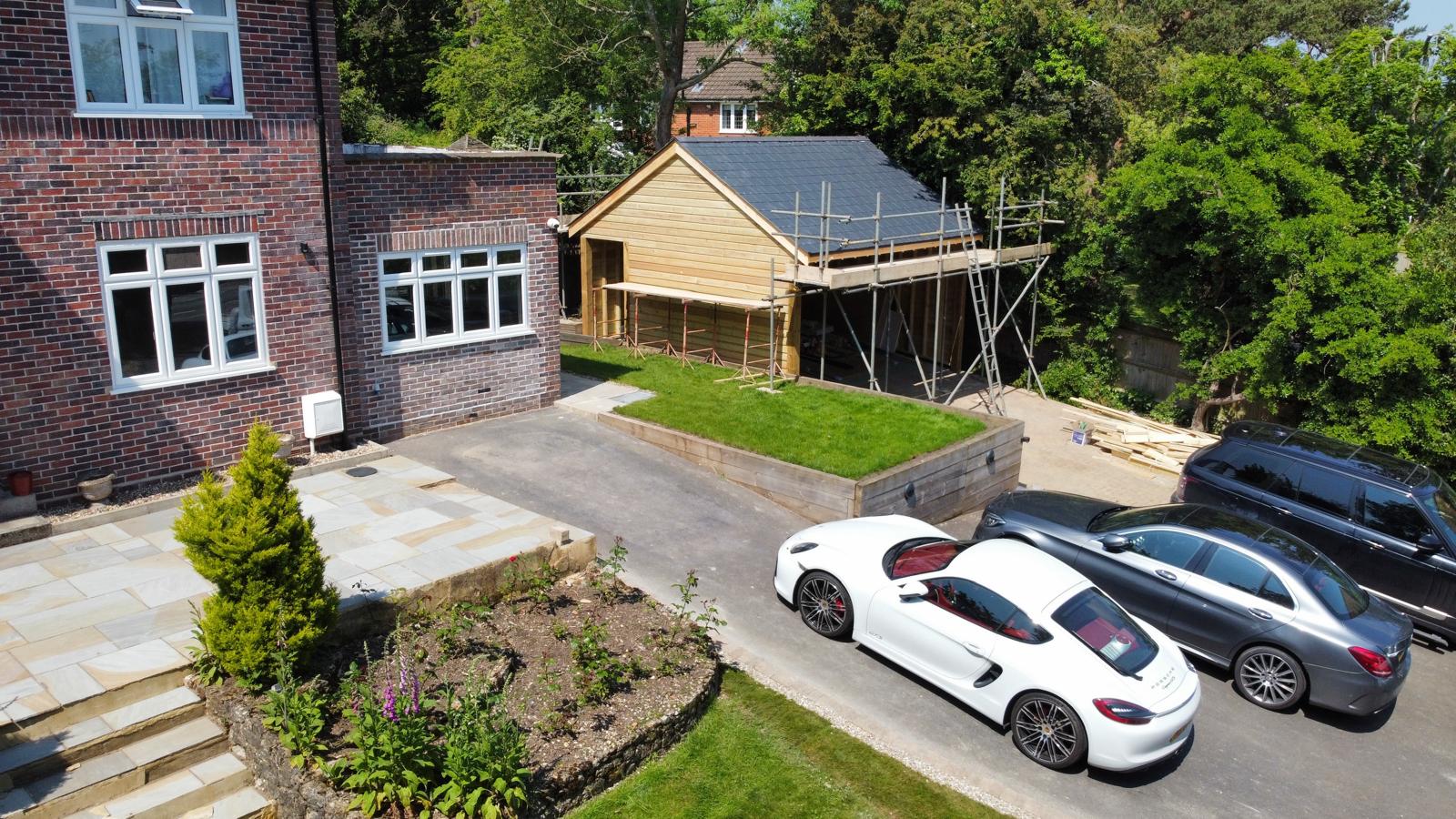 in Kent Maidstone drone view of roof done on detached cabin by Lux & Bucks Roofing Services